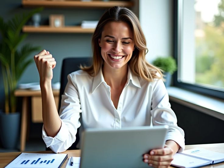 Business professional working on a laptop